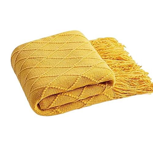Soft Cozy Vintage Textured Knitted Throw Blankets with Tasse