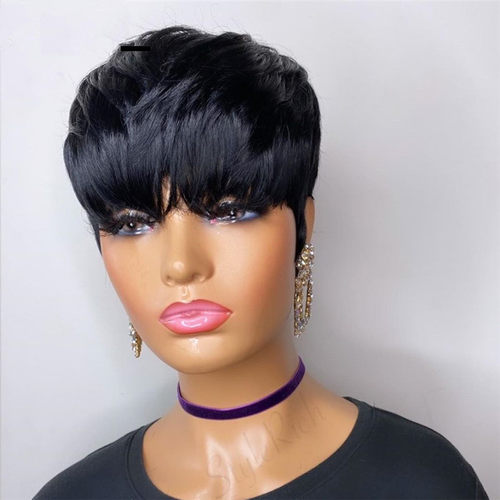 Fluffy Button Net Short Straight Hair Hood Fashion Ladies Fl