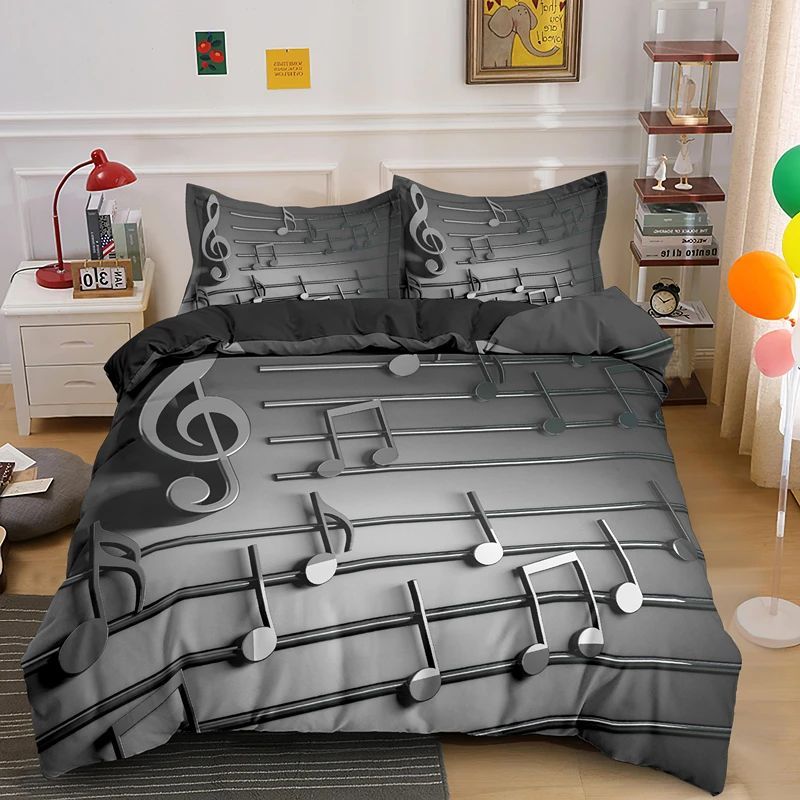 Musical Note Bedding Set 3pcs Music Theme Quilt ver King/Que