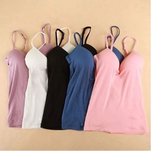New Padded Bra Tank Top Women Modal Spaghetti Solid Cami Top