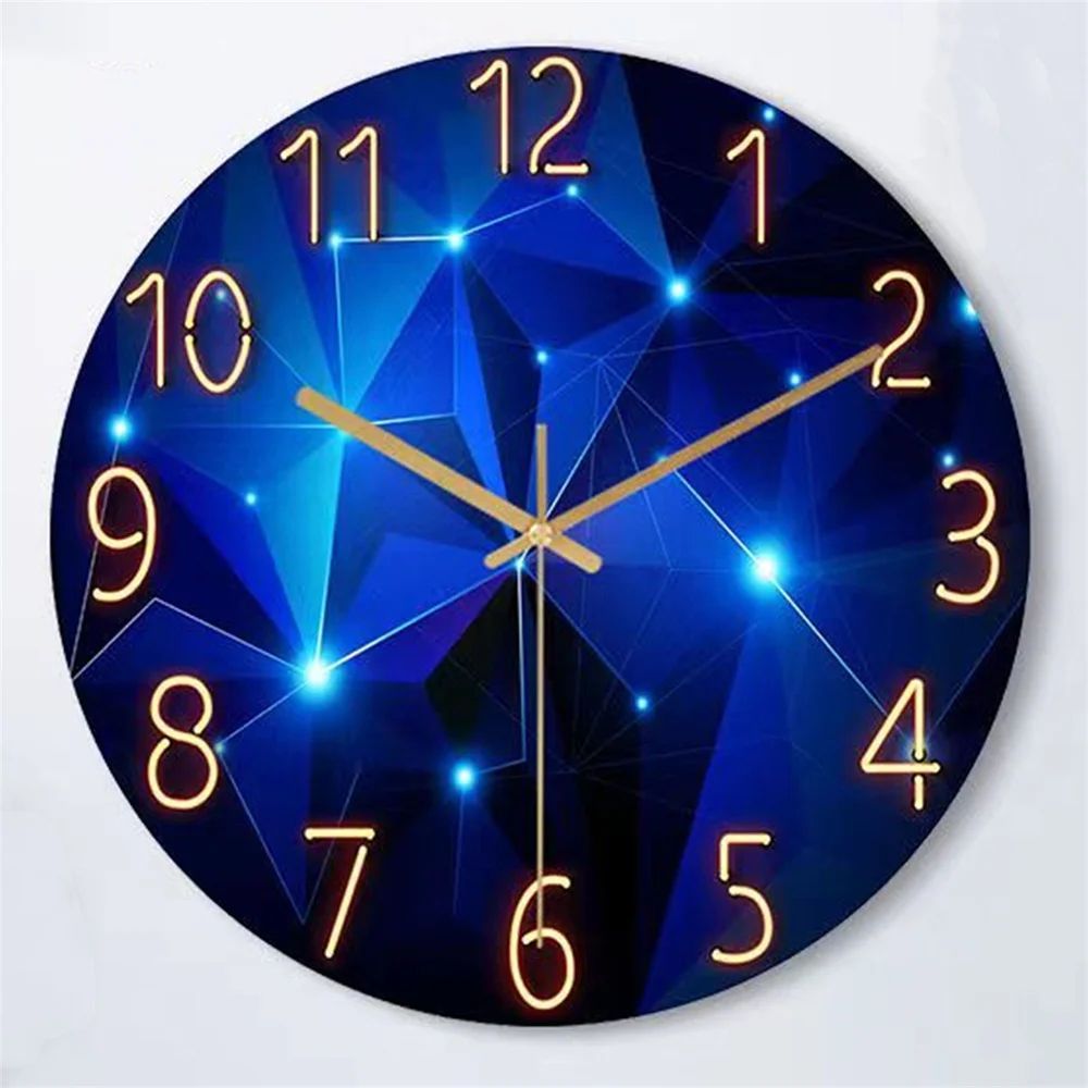 1pc 12inch Wall Clock Geometric Elements Dark Blue Thickened