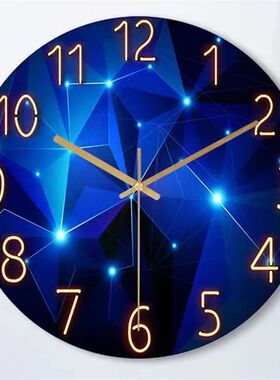 1pc 12inch Wall Clock Geometric Elements Dark Blue Thickened