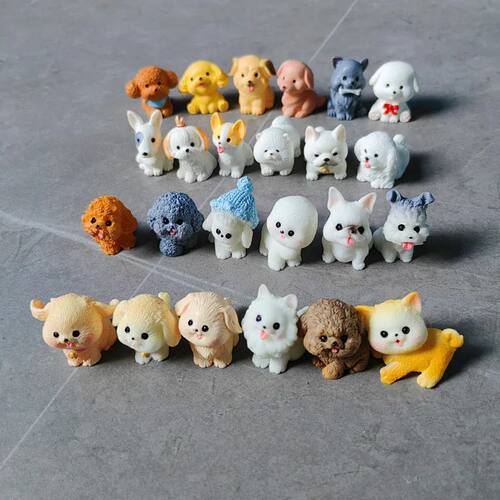 12pc Cute Small Dog Puppy Animal Decoration Resin Craft Mini