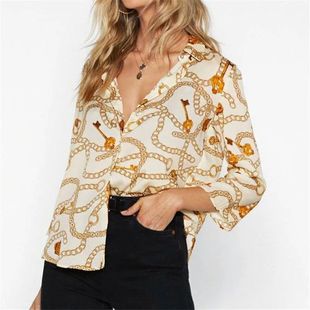 Chiffon Blouses Lady Vintage Wor Office Print ops 2024 Women