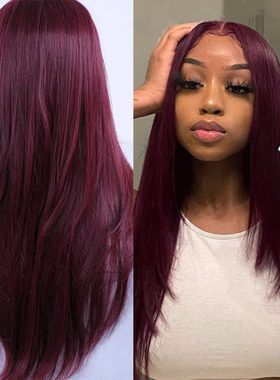 Female Bury  Hot Style Medium Parted Long Straight Hair High