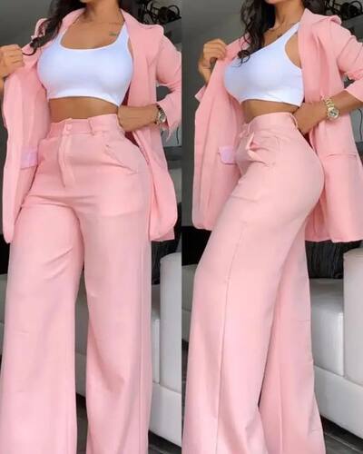 Elegant Blazer Sets|Women's Notched Collar Coat & Pocket Des