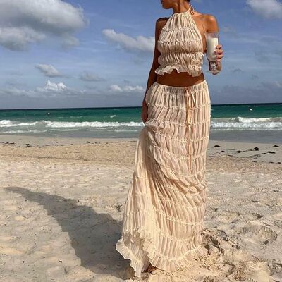 Women Boho Sexy Backless Matching Suit 2 Piece Beach Holiday