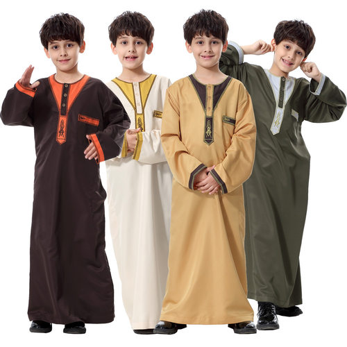 Shrimp Skin Children's Wear Robe Middle East Embroidered Chi