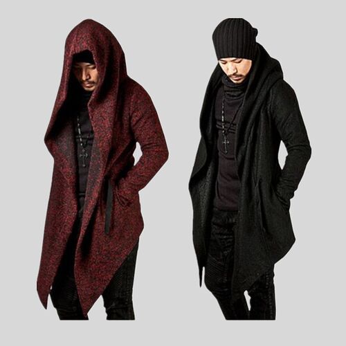 2024 Windbreaker Men's Hooded Irregular Hem Cardigan Jacket