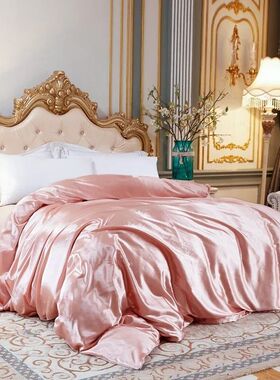 Solid Color Bedding Set with Silk Duvet ver Bed Sheet Pillow