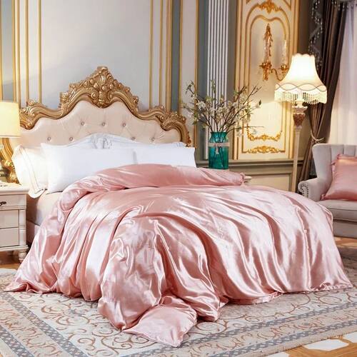 Solid Color Bedding Set with Silk Duvet ver Bed Sheet Pillow