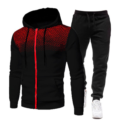 Sports Suit Polka Dot Print Sports Sweatshirt Hoodie Men's S