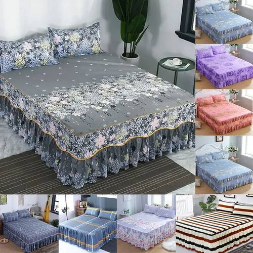 3PCS/Set Bed Sheet Set Flower Bedspread - Non-Slip Bed Dress