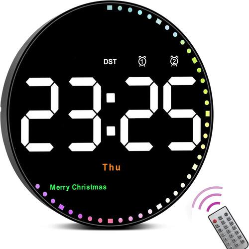Remote Control 10 inch Colorful Led Wall Calendar Clock for