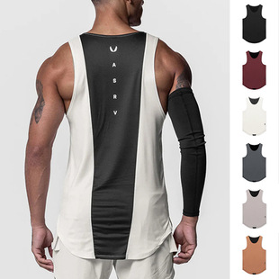 Neck rendy Fitness shirt Sleeveless Round Youth Vest Men