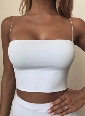 2024 Summer Women's Crop Top Sexy Elastic Cotton Camis sleev
