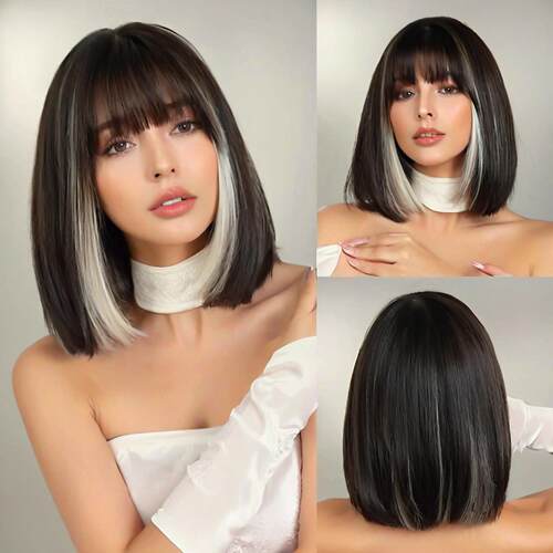 Female With Long Hair, Natural Full Headband, Short Straight