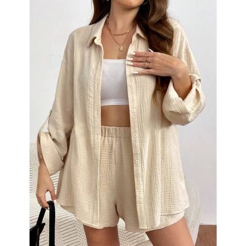 Solid Color Casual Loose Short Pants Sets For Women 2024 Ele