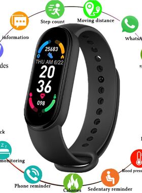 Band 6 Smart Watch Men Women Fitness Heart Rate Blood Pressu