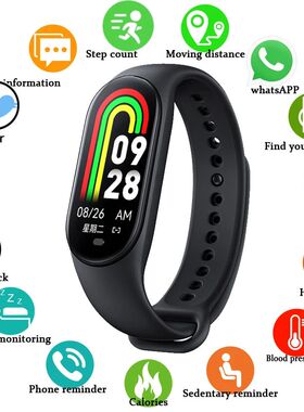 2024 New Smart Watch Band PK MI 6/7/8 Heart Rate and Blood P