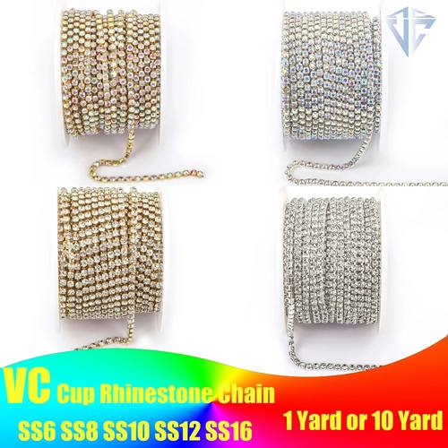 1Yard 10Yards/roll SS6-SS16 Glitter Crystal Rhinestone Chain