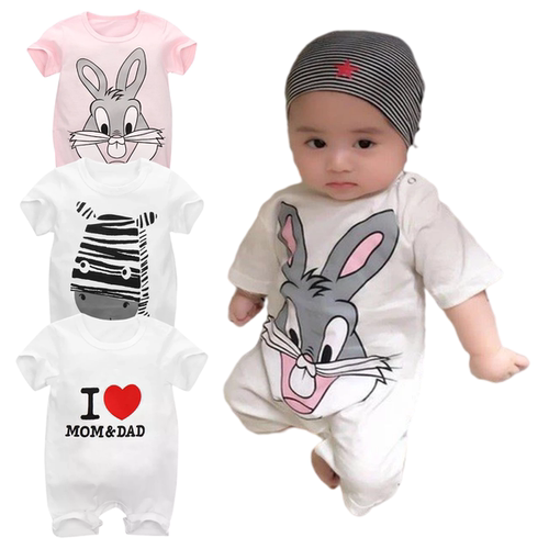 Cotton Newborn Baby Cartoon Short Sleeve Romper Boy Girl Clo
