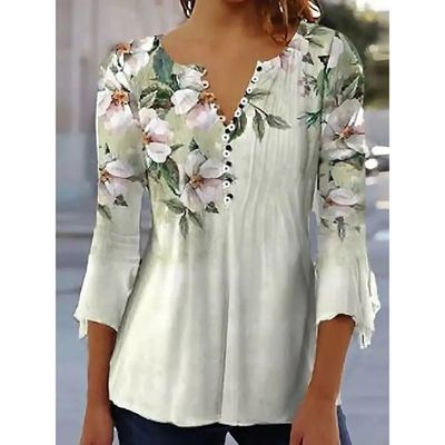 Summer Women's V-Neck Button T-Shirt Sreet New Fashion Loose