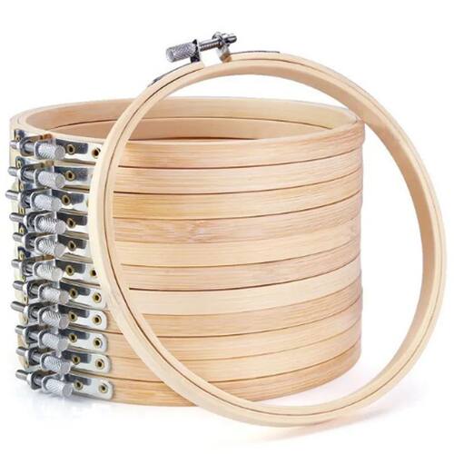 10pcs/Set 10-30cm Wooden Embroidery Hoops Frame Set Bamboo E