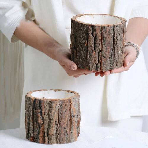 Wooden Plant Pot Vintage Round Table Decorative Style Wooden