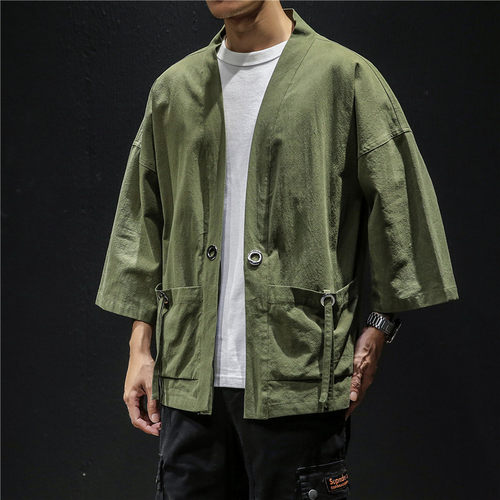 2024 Chinese Style Men's Cardigan Cotton And Linen Long Slee