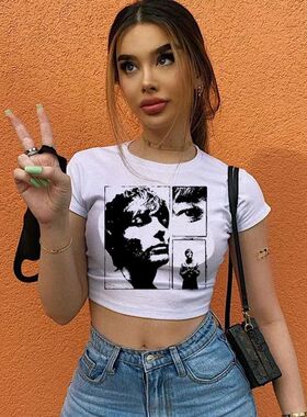 Harry  Art Printed Cropped ops Women Y2k Clothes Gothic Vint