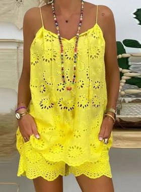 New Two Piece Sets Women Outifits Casual V-Neck Sleeveless E