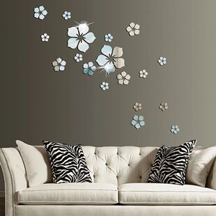 18Pcs Mirror Wall Stickers Flower Wall Sticker DIY Acrylic 3