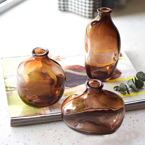 Retro Glass Flower Vase Home Decoration Plant Flowers Bottle