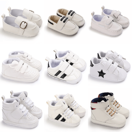Boys and Girls, Baby Shoes White Themed Casual Sports First