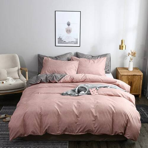 Simple Texture Grain Polyester Duvet ver Set King Size Plain