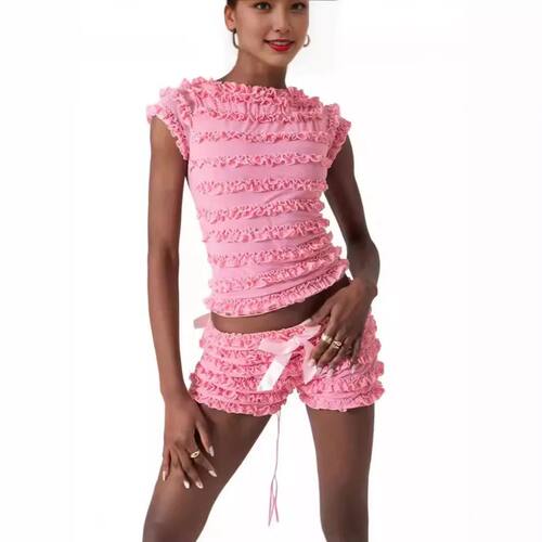 Sweet Spice Girl Wooden Ear Side Hollow Out Strappy Camisole