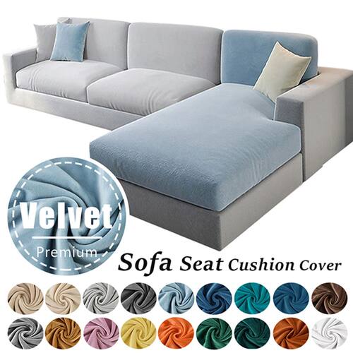Super Soft Velvet Sofa Seat Cushion ver Plain Color Sretch T