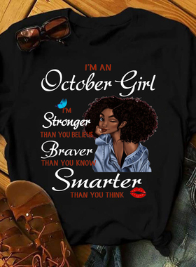 Women October Birthday Month T shirt Black T-shirt Srtonger