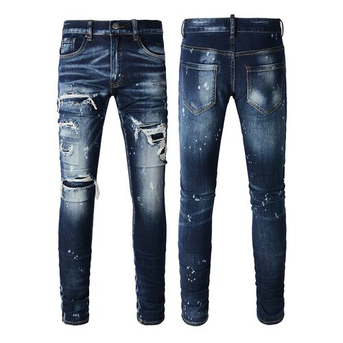 Rendamiri Ripped Jeans High Sreet Fashion Brand Ripped Patch