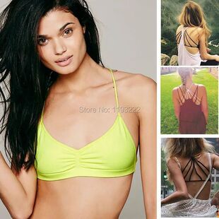 Fashion Women Lady Crop Top Bandage Padded Strap Sling V-Nec