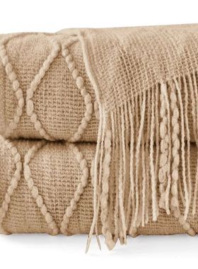 Inyahome Khaki Oversized Throw Blanket 150x230cm for Couch B