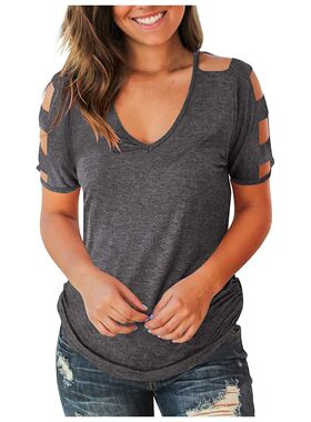 Off Shoulder Top Women's Short Sleeve Hollow Out Cold Summer