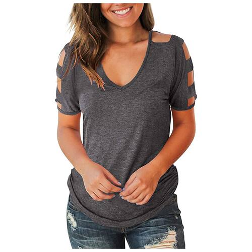 Off Shoulder Top Women's Short Sleeve Hollow Out Cold Summer