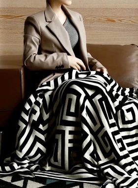 Nordic Throw Blanket Geometric Jacquard Knitted Blanket Bed