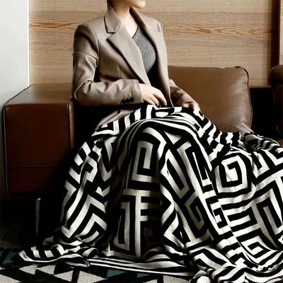 Nordic Throw Blanket Geometric Jacquard Knitted Blanket Bed