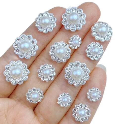 50Pcs New Cute Mini 8/10/12/14mm Flower Diamond Bead Series