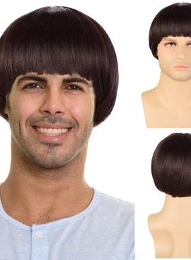 Men's Mushroom Head, Fashionable Short Hair, Wigs Full Headg