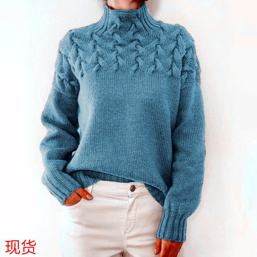 2026 Women’s Apparel  Fashion Cable-knit Detail High Neck