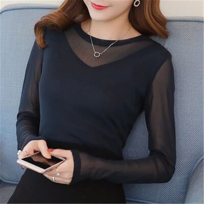 new fashion women O-Neck long sleeve spring autumn thin shir